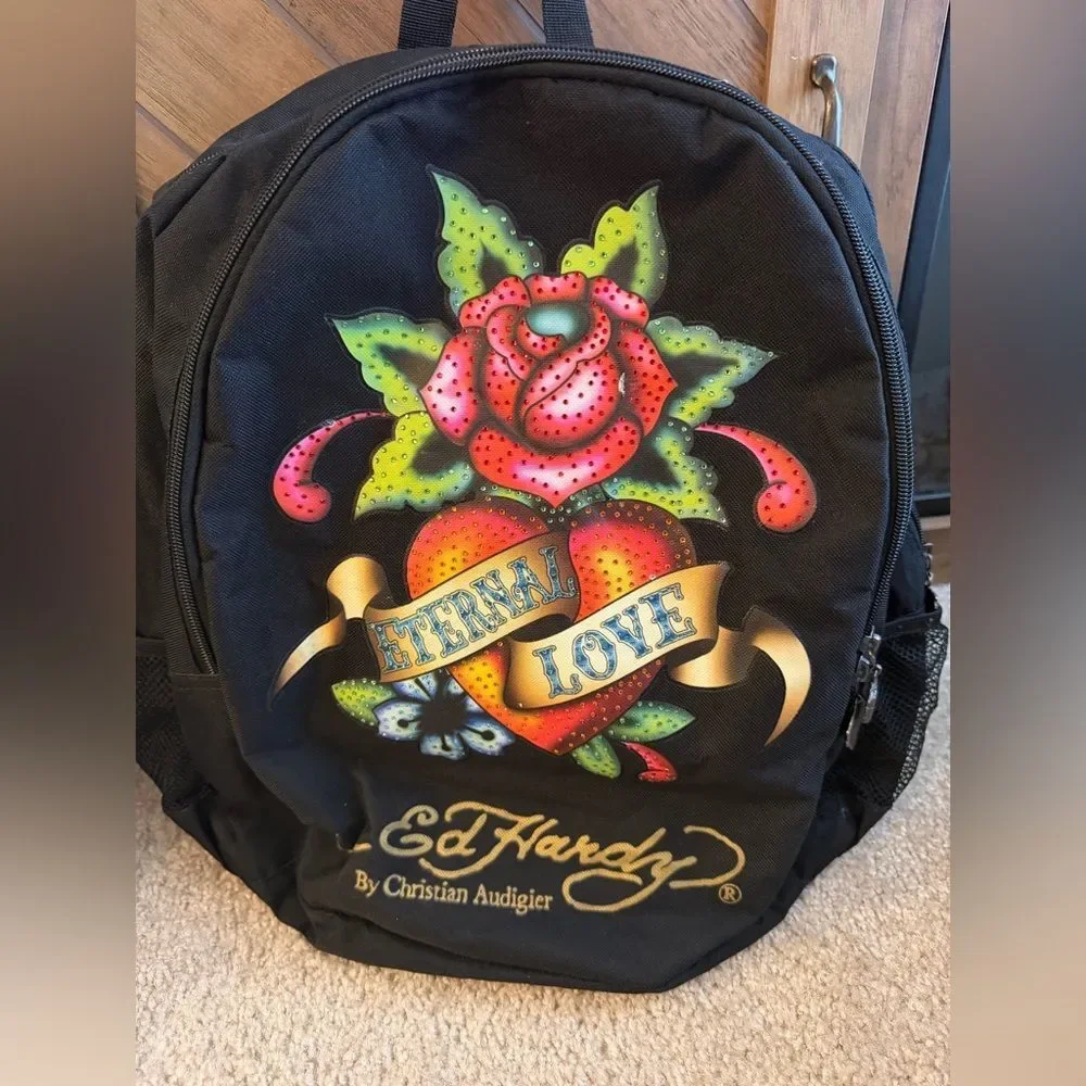 Ed hardy Y2K Eternal love By Christian Audigier sample Piece- Backpack Rare